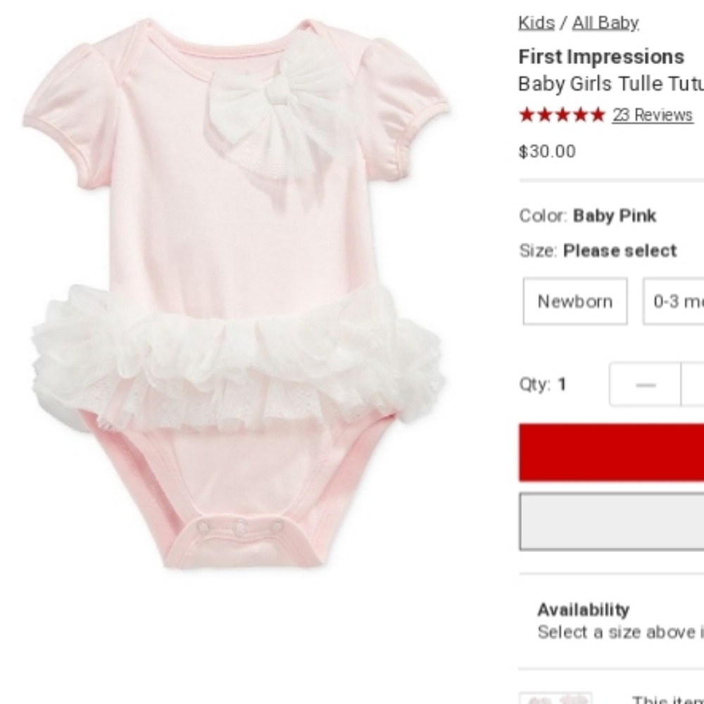 SOLD First Impressions Newborn Tutu Onesie